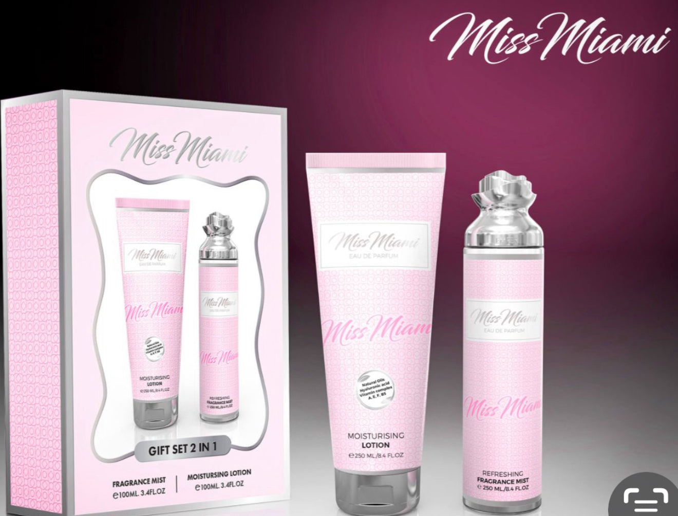 Set de colonia y crema Miss Miami(  250 ml  )