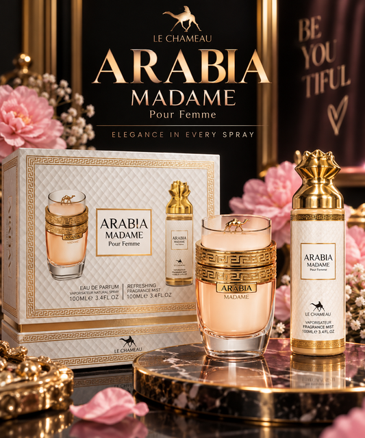 Arabia Madame set ( perfume 100 ml más splash )inspirado en coco madmoiselle ( Chanel )