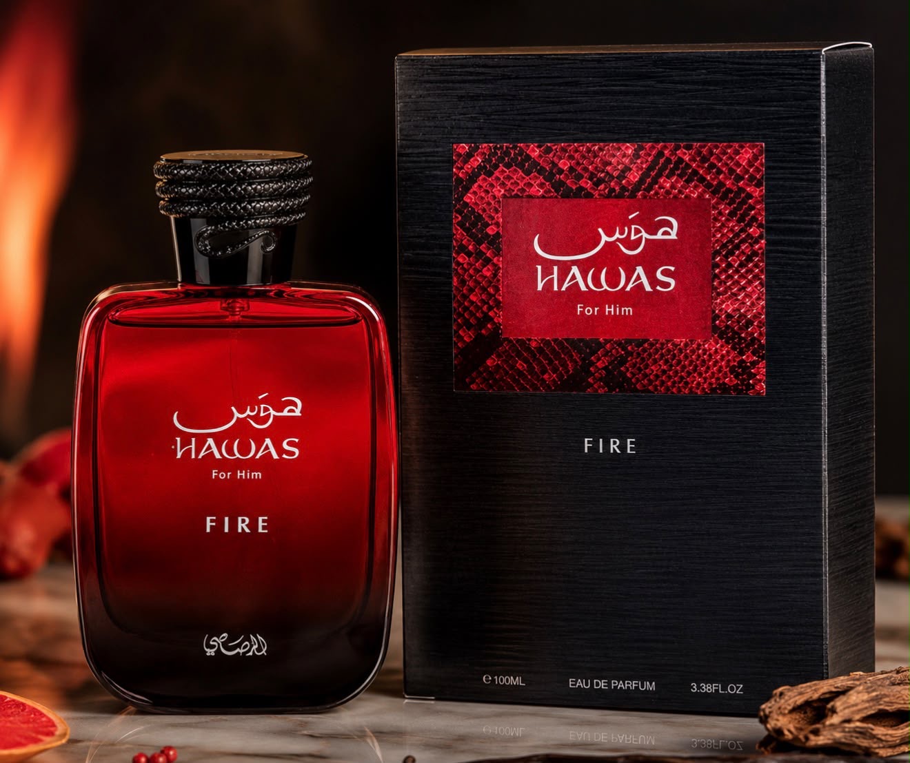 Hajes Fire perfume para hombre  y mujeres ( Rasasi ) 100 ml EAU de parfum lonlasting